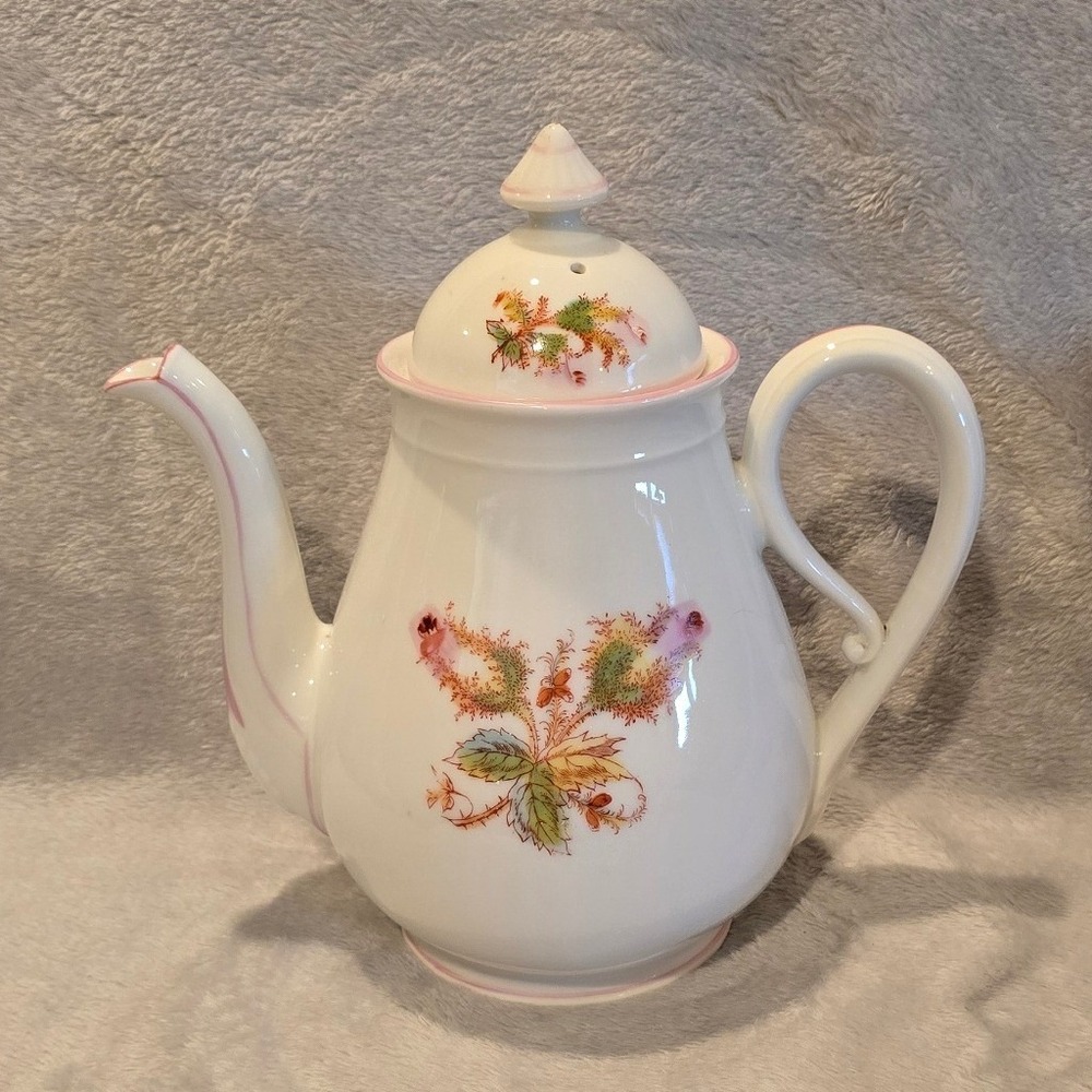 Vintage Haviland & Co Moss Rose with Pink Trim Tea Pot